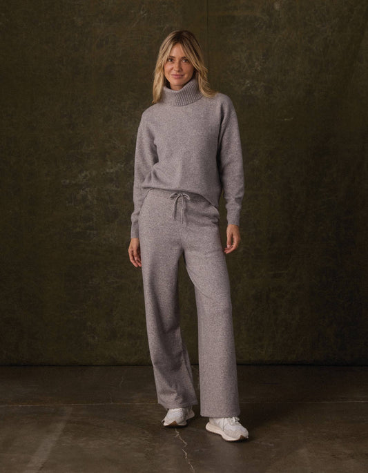 Arvada Wide Leg Knit Pant in Heather Grey