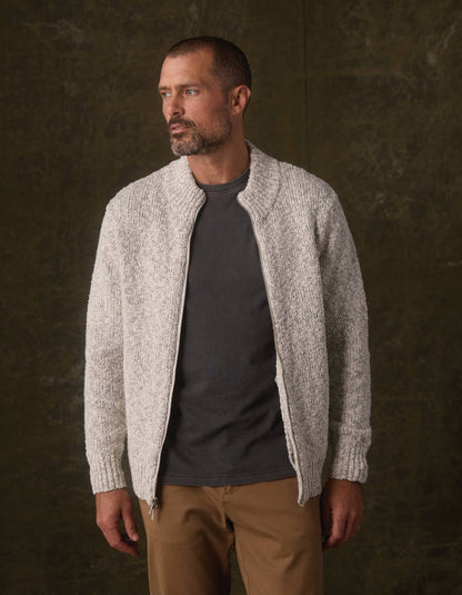 Vintage Boucle Track Jacket in Cream Marled