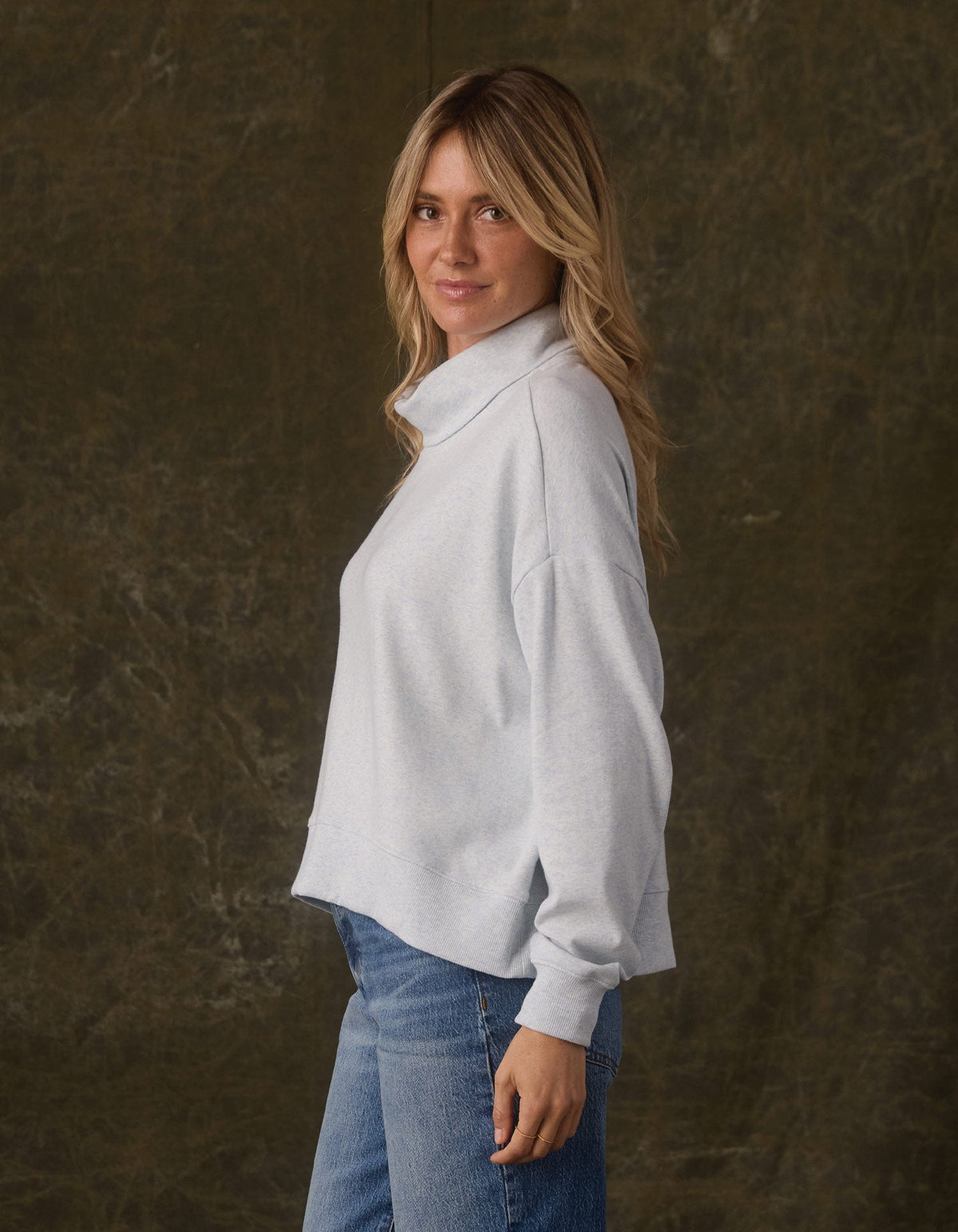 Puremeso Funnel Neck Pullover in Dawn Blue