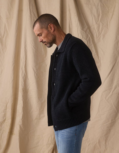 Pub Sweater Jacket in Navy / Grey Nep