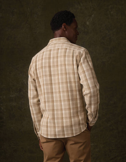 Woven Waffle Button Up in Khaki Plaid
